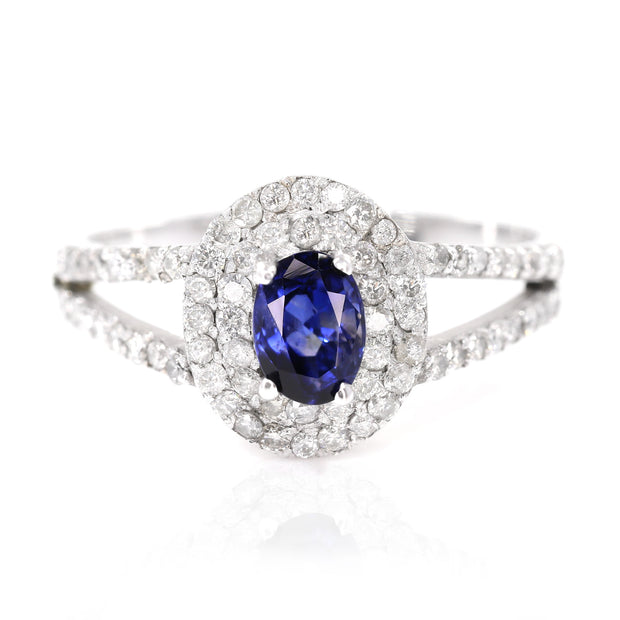 Kashmir   Sapphire & Diamond Ring