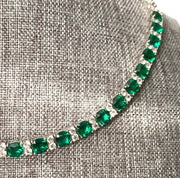 Emerald and White Sapphire Tennis Necklace