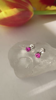 Hot Pink Sapphire Earrings
